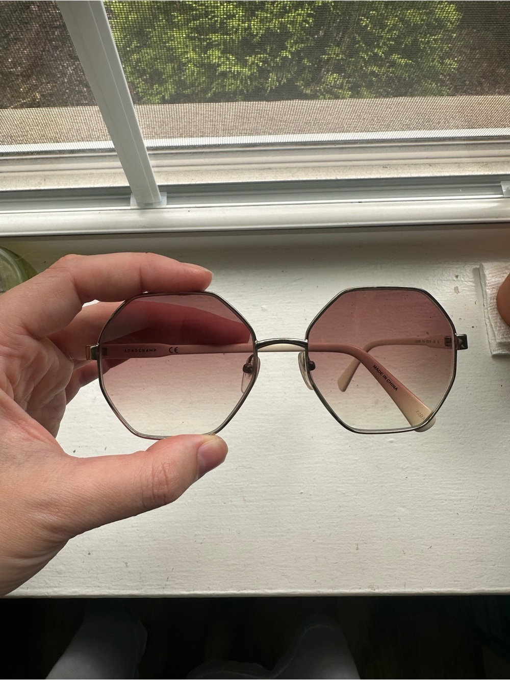 Octagonal Pink Gradient Sunglasses - Women Accessories